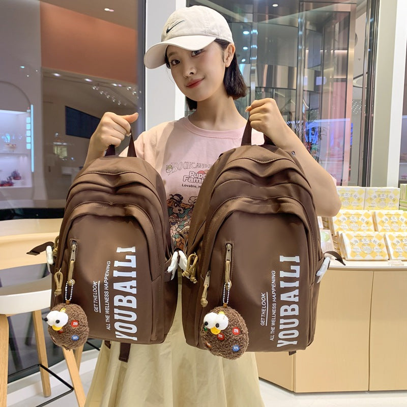 School bag for girls, junior high school students, middle school students, large capacity, versatile burden reduction, fashion trend, high school college students, backpack