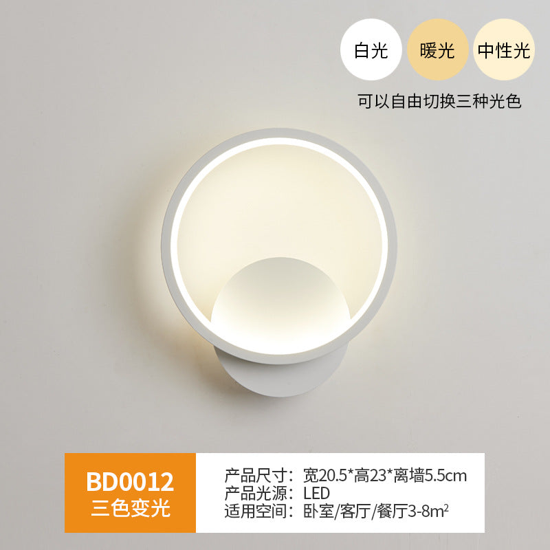 Wall lamp bedroom bedside wall lamp Nordic led living room modern simple background light creative corridor aisle lamp