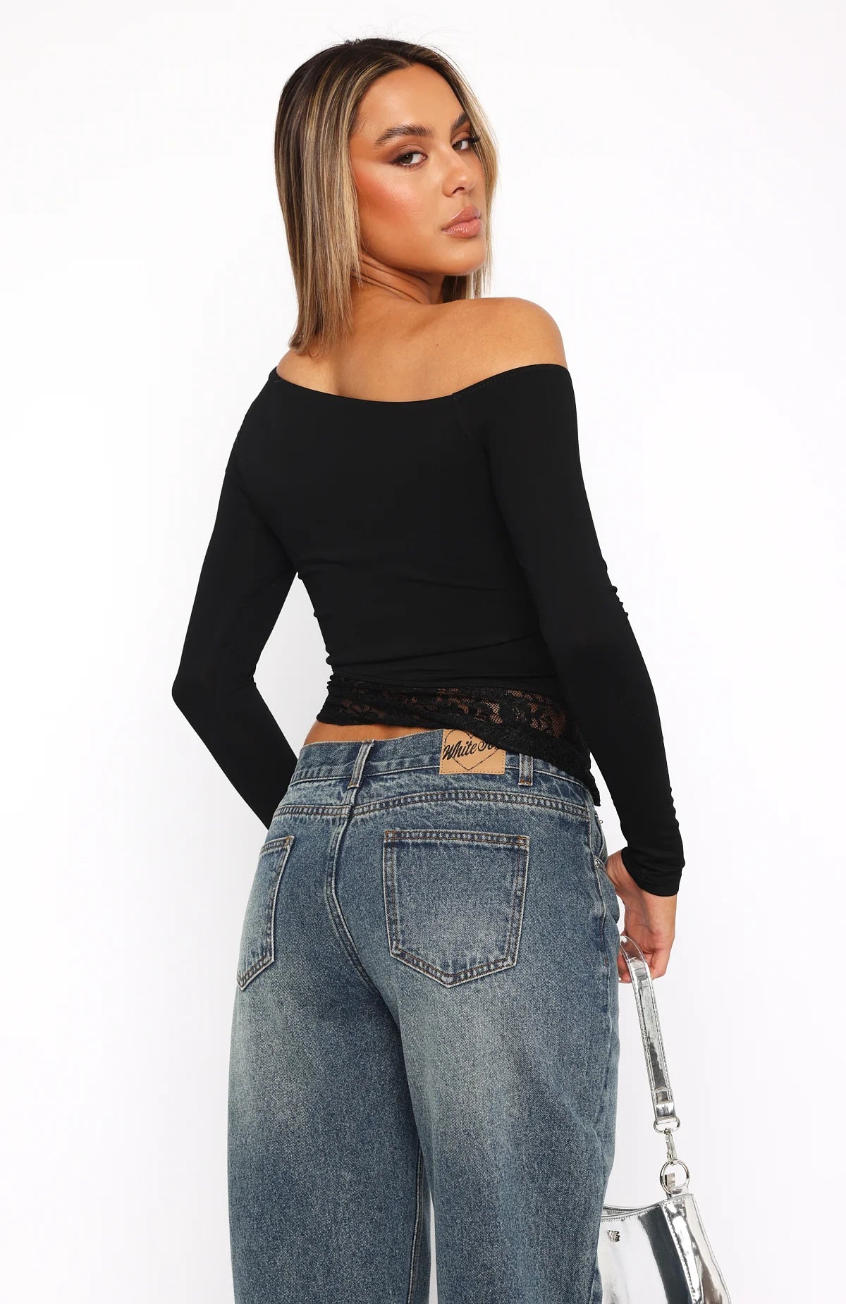 European and American new women's clothing casual lace edge long-sleeved T-shirt spring and autumn solid color slim-fit pullover street bottoming shirt top