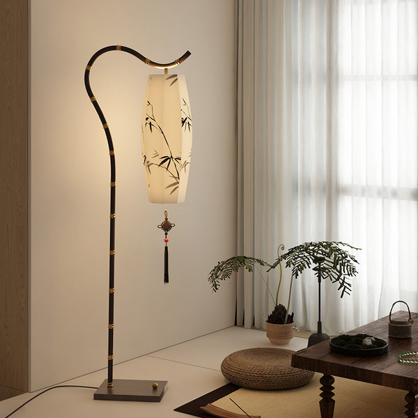 Medieval style floor lamp, simple modern living room lamp, retro study bedroom lamp, creative personalized fabric lamp