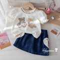 Girls'  new cartoon short-sleeve summer outfit: cute and stylish baby girl set - versatile casual top and trendy shorts