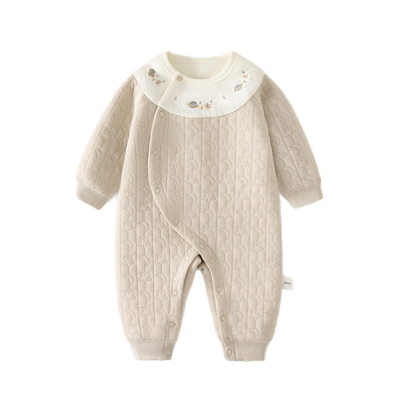 Babibele baby heattech one-piece baby boneless haki newborn three-layer quilted romper kids jumpsuit