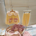 Girls' and boys' fleece-lined winter outerwear, baby girl's bunny ear pajamas, thickened sleepwear set