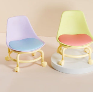 Dopamine roller short stool for adults and kids, roller skating movable swivel wheel small stool for home back chair