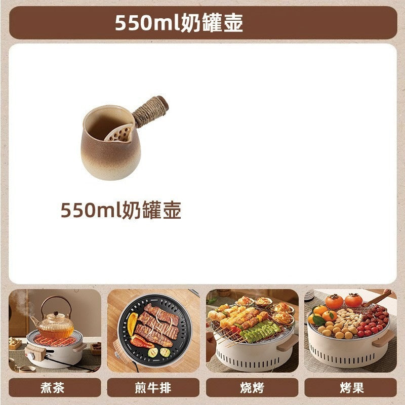Outdoor camping style tea making by the stove zibo charcoal barbecue stove for home small multi-function smokeless barbecue grill heating stove