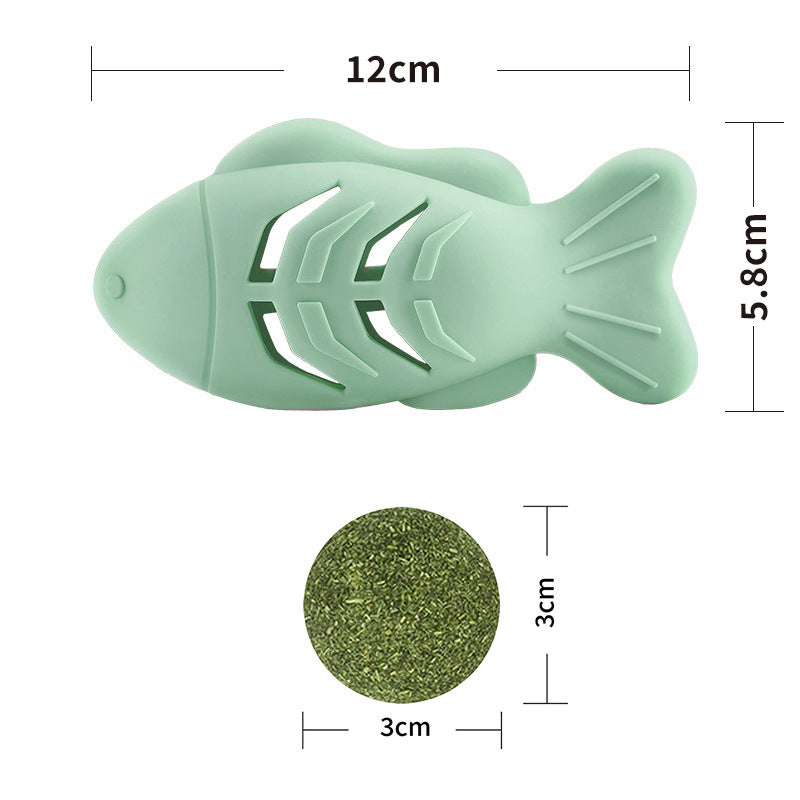 Cat Mint Ball Silicone Toy Play Cat Interactive Fish Toy Snack Mint Ball Pet Feeding Silicone Toy