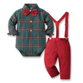 Kidssuit boys gentleman dress bow tie shirt khaki detachable overalls christmas baby clothes