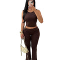new women's two-piece set: european and american style cropped sleeveless top and bodycon high-waisted pants set