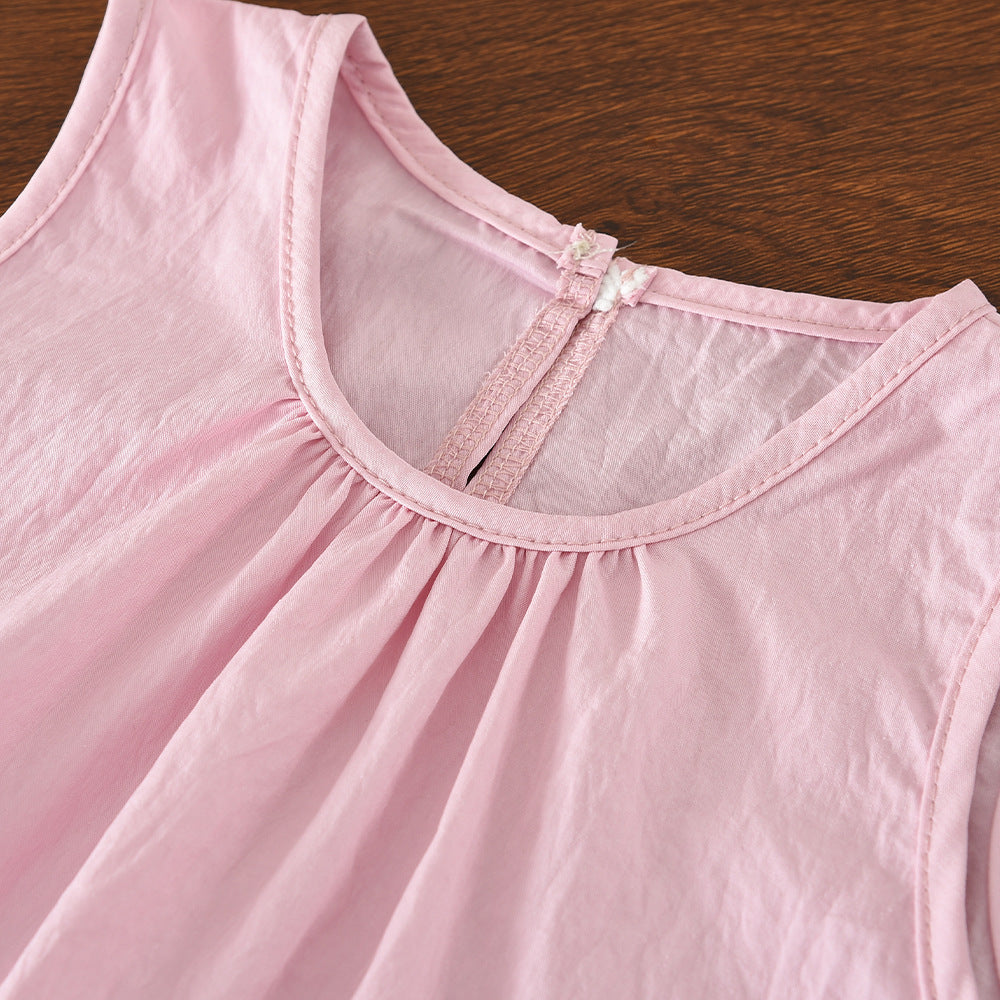 Girls' summer outfit set: sleeveless babydoll top and straight-leg pants two-piece set - cross-border bestseller, girls' clothing