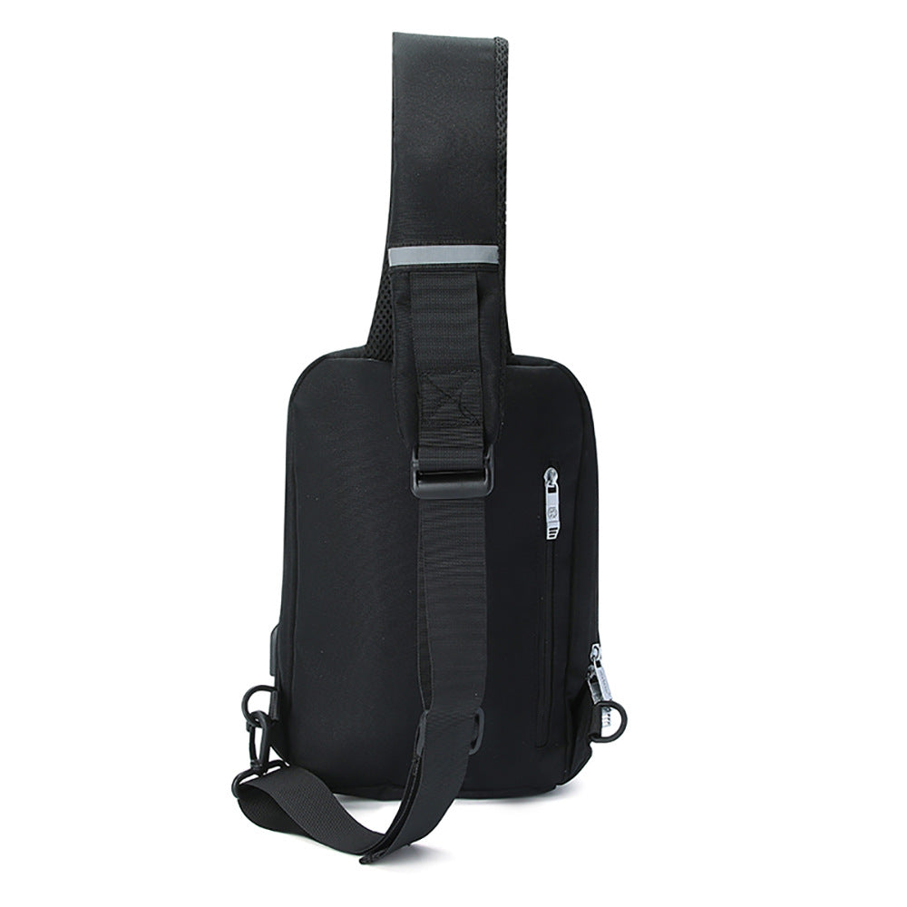 Boiseen  new large-capacity USB port reflective strip men's breast bag business zipper shoulder bag spot