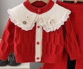 Girls' knit cardigan & sweater set - new autumn  collection: adorable cartoon two-piece outfit for little girls