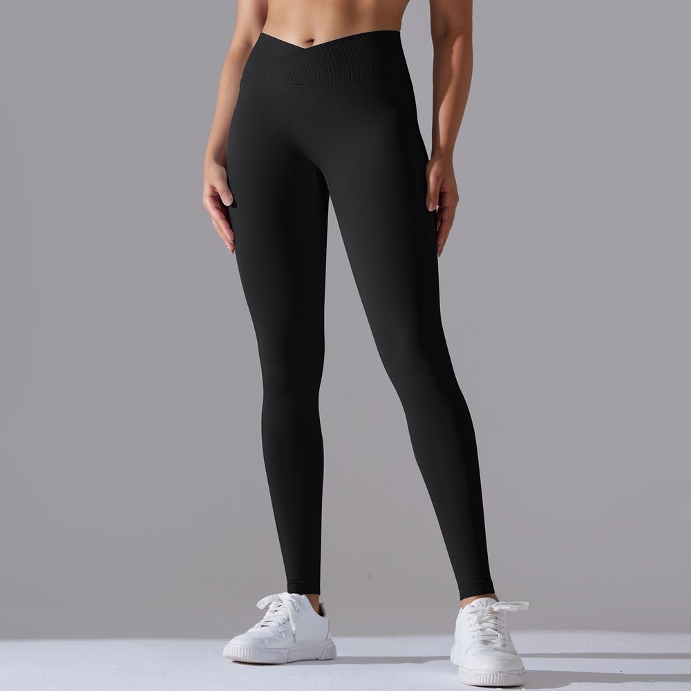 Fashion cross-border seamless tight yoga pants women's cross high waist peach butt lifting sports pants breathable quick-drying fitness pants