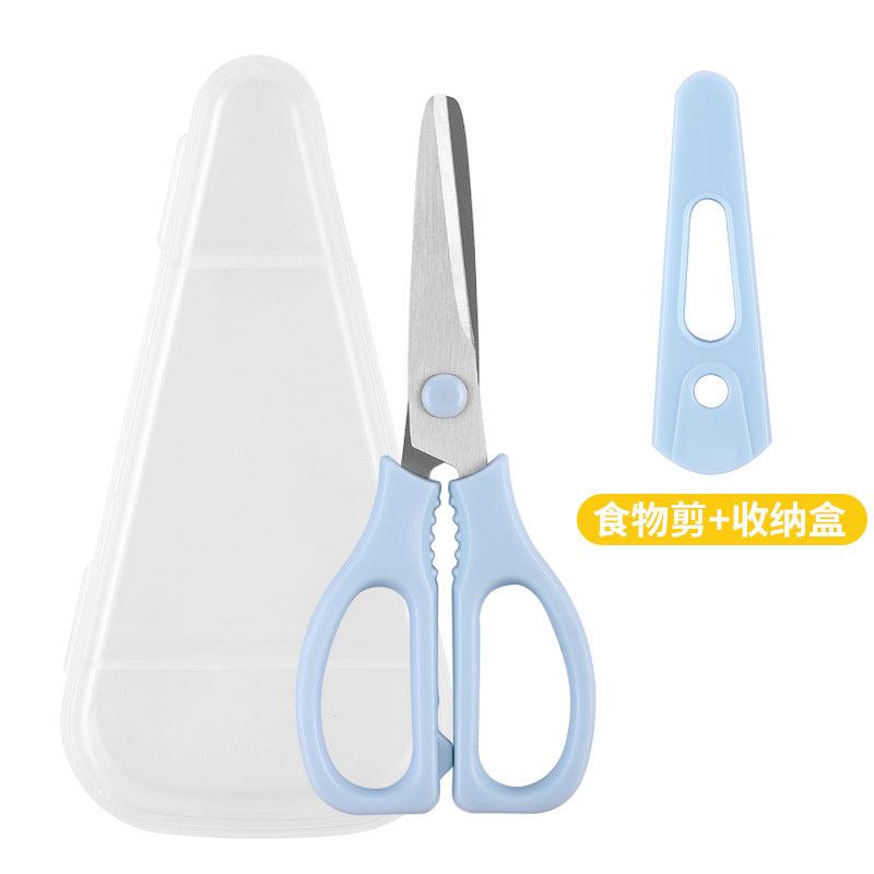 Ceramic scissors baby complementary food scissors food small scissors children's meat cutting vegetable tools portable storage box scissors wholesale