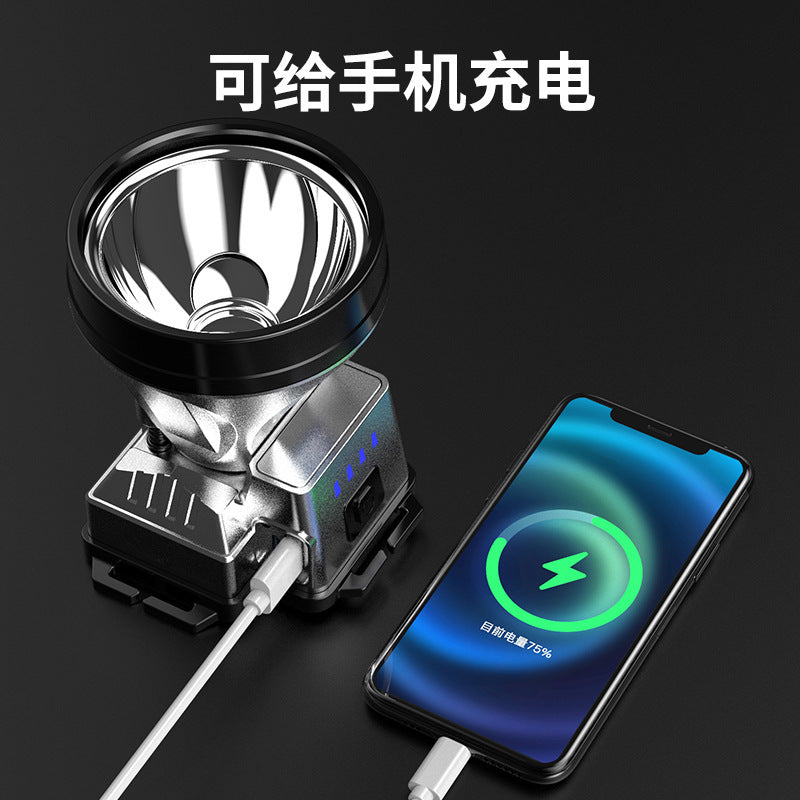 Induction LEDType-c rechargeable gold silver outdoor camping headlights long-range electric display fishing lighting wholesale