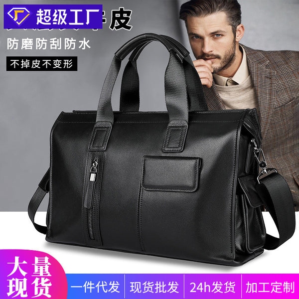 Leather men's bag business men's briefcase first layer cowhide computer bag large capacity versatile simple men's handbag