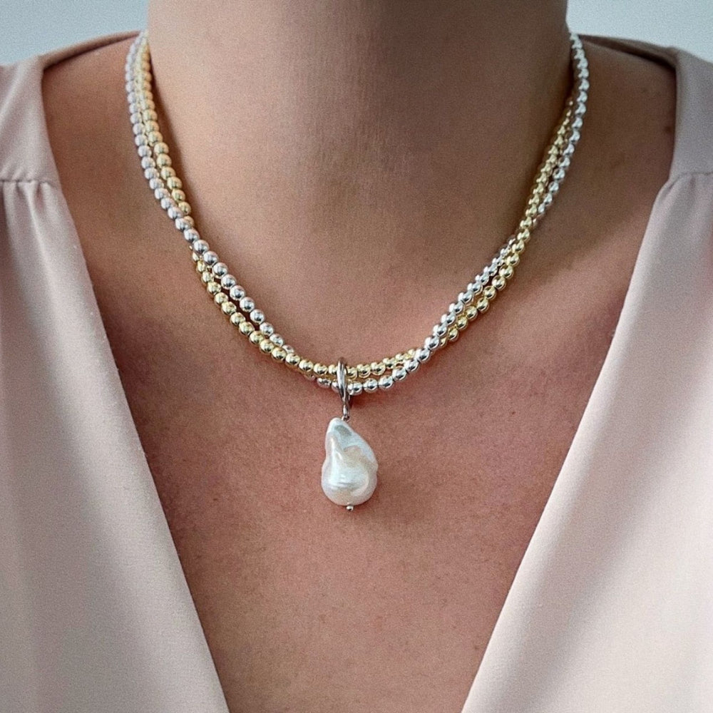 European and american cross-border retro minimalist faux pearl teardrop pendant necklace - unique design round beaded wrap choker