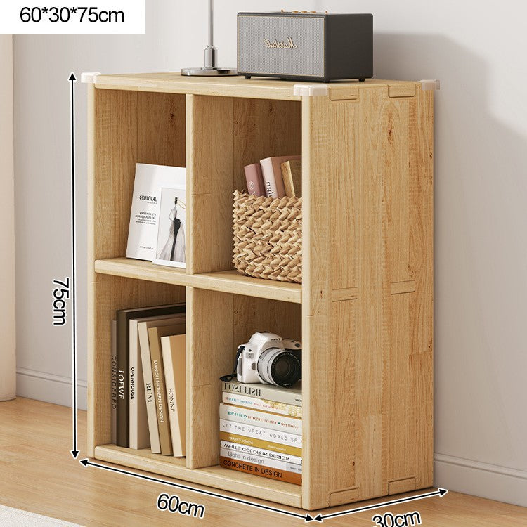 Solid wood bookshelf shelf floor-to-wall combination lattice cabinet living room kindergarten storage low household bookcase
