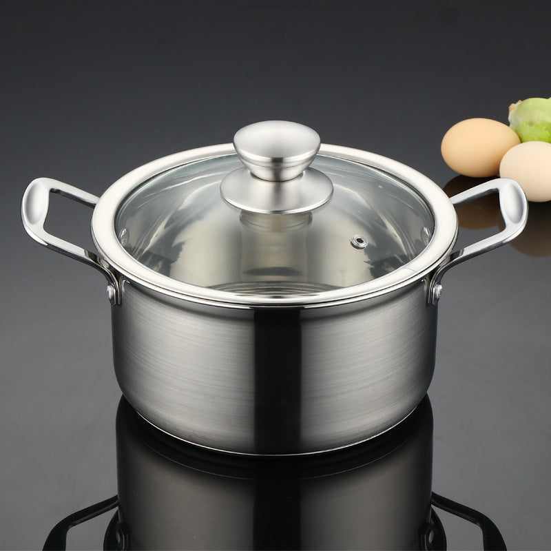 Stainless steel soup pot thickened noodle cooking small milk pot induction cooker mini small pot one person one pot 304 small hot pot