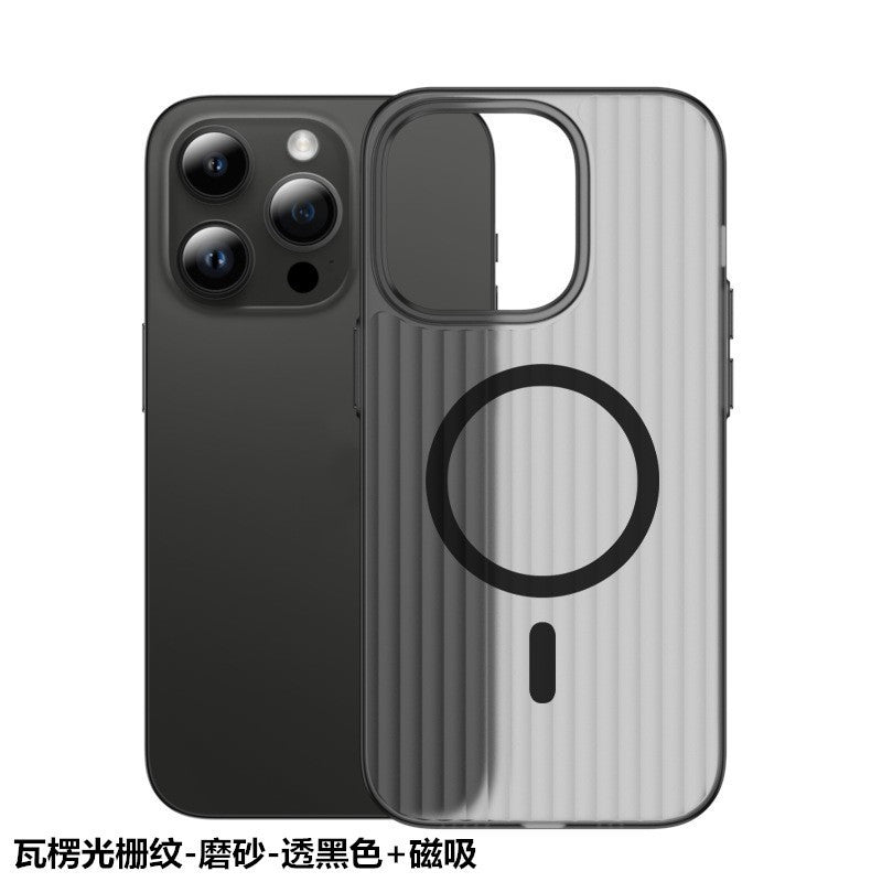 Corrugated lenticular magnetic pc case for iphone 17, magnetic ice mist matte 16 phone case, 14 apple 16 transparent