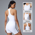 Short sleeveless yoga tops women's seamless all-in-one woven i-back moisture absorbent breathable fitness sports vest d25114