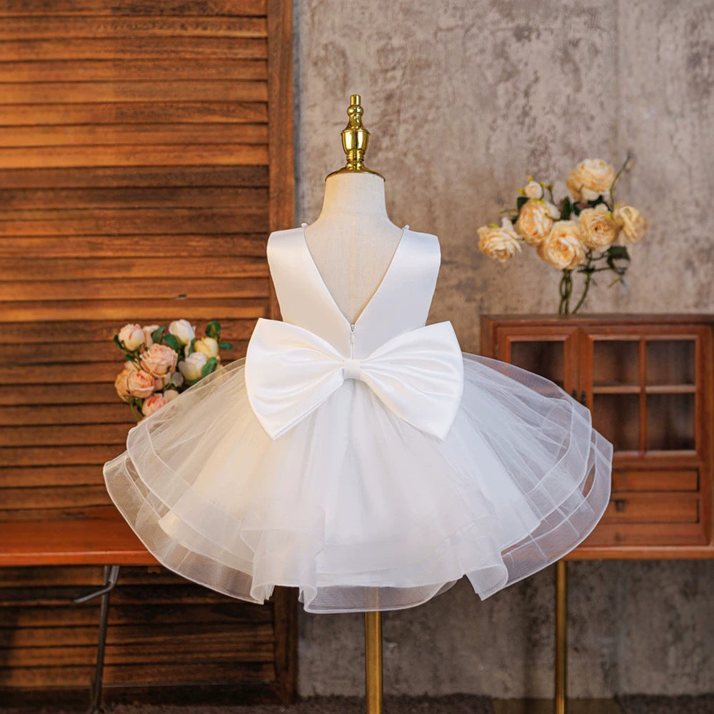 New children's dress - sky blue sleeveless tulle princess dress - export quality summer girl's elegant birthday dress