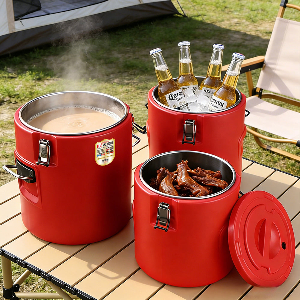 304 stainless steel insulated bucket, special soy milk bucket for stalls, outdoor camping style cold ice bucket, commercial large soup bucket