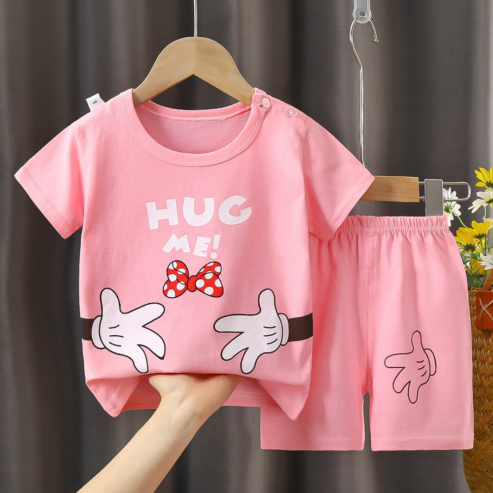 Kids' short-sleeve and shorts set - toddler & children's summer pure cotton underwear - boys' & girls' crew neck t-shirt
