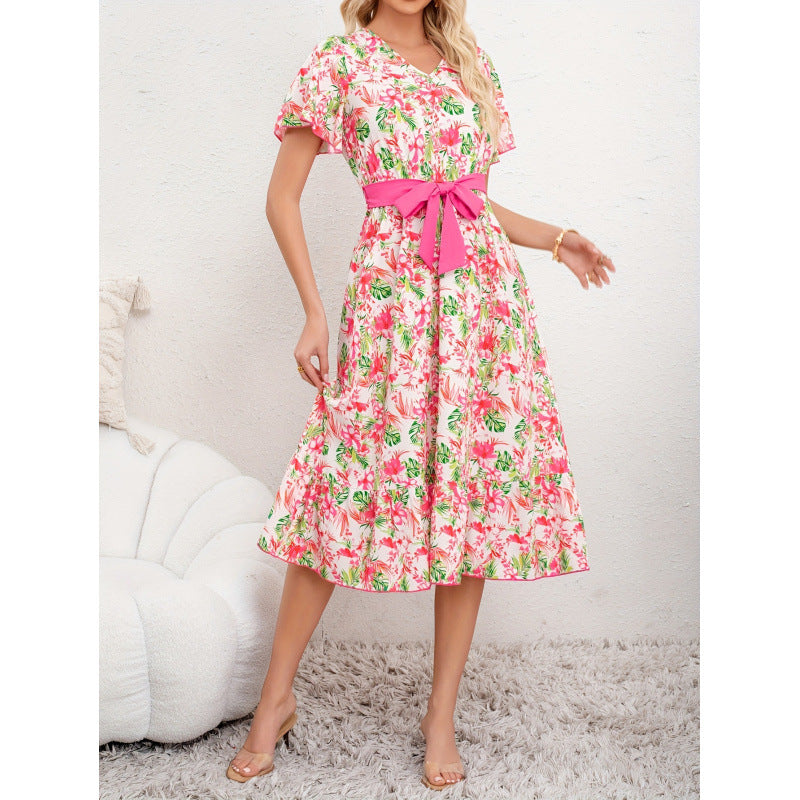 listing: new  women's original fashion v-neck tropical print dress