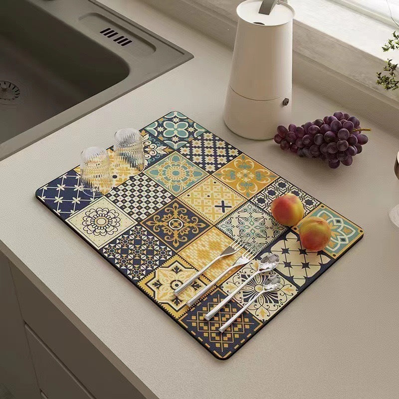 american diatom mud table mat for home insulation mat countertop absorbent mat kitchen drain mat bowl and plate water control mat