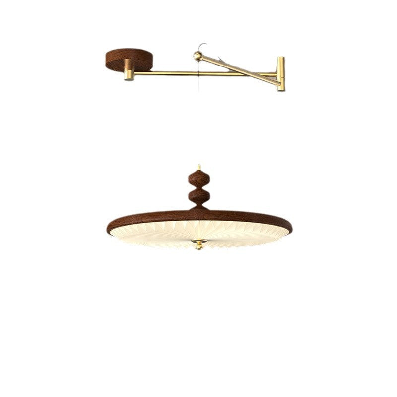 Walnut pleated antique restaurant light simple American retro bedroom light bar eye protection rocker chandelier