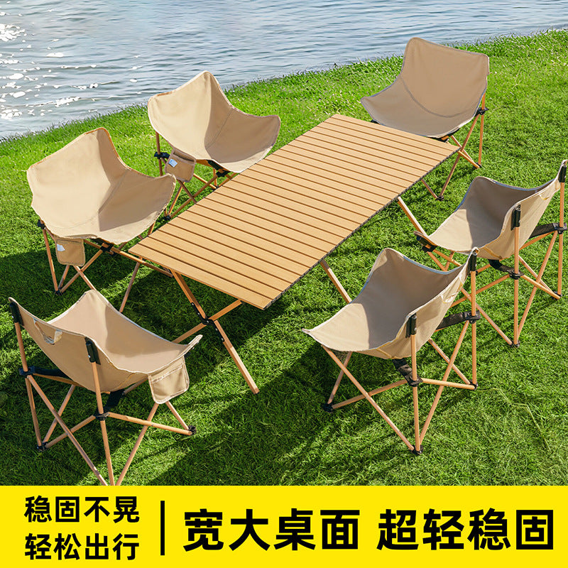 Outdoor foldable table egg roll table stalls convenient camping style table and chair suit picnic chair complete set of equipment supplies