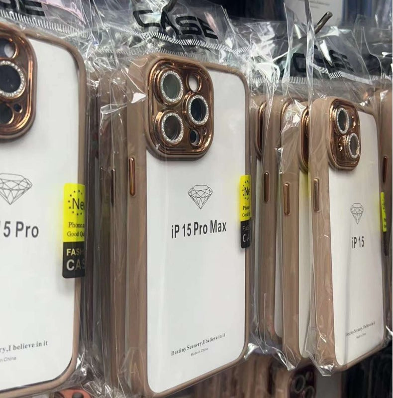 Suitable for iphone16pro electroplated glitter lens film mobile phone case wholesale apple 15 transparent acrylic protection