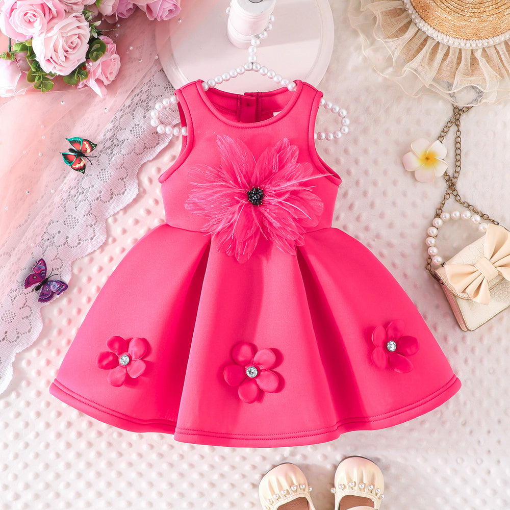 Spring/summer new arrivals: adorable girls' princess dress - 3d floral sleeveless tutu dress, sweet korean style