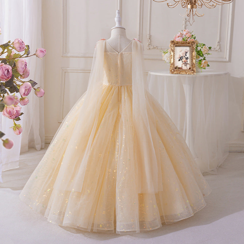 Amazon cross-border fashion girl dress classyskirtelegance mature shawl long mesh in stockexport