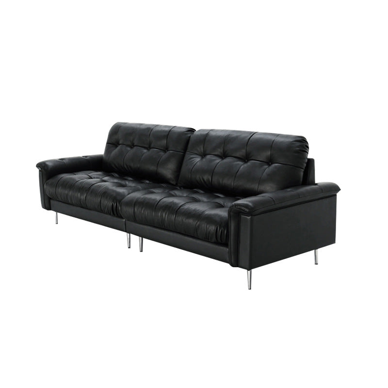 Time-increasing traceable nebula sofa straight row small apartment living room half green leather sofa medieval style oil wax jazz sofa