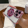 Acrylic four-corner anti-drop phone case for iphone 16, creative gyro rotating stand, compatible with apple 17 pro max