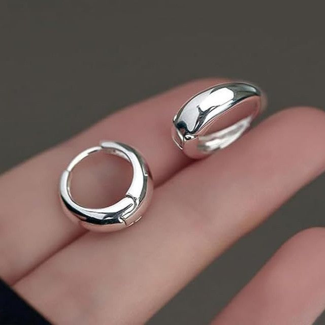 Silver arc stud earrings - unique korean style, high-end, trendy, minimalist metal earrings for women