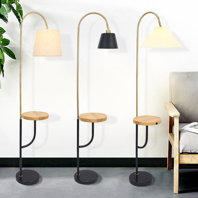 [Manufacturer's hair] Nordic wood art bedroom study creative floor lamp living room simple LED shelf lighting