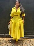 Lapel shortshirtsuit skirt, navel-baring topsasymmetrical pleated skirt, elegant party two-piece set