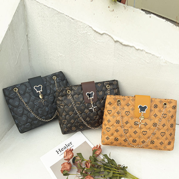 Old flower shoulder bag ladies bag2024 new women's bag diamond chain messenger bag Korean version small tote bag