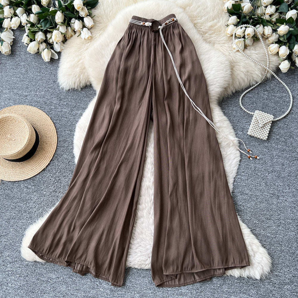 K-stylecasualhigh waistelegantloose pants women's work clothing lazy style drapedloose flesh-covering elastic waistcasualpants