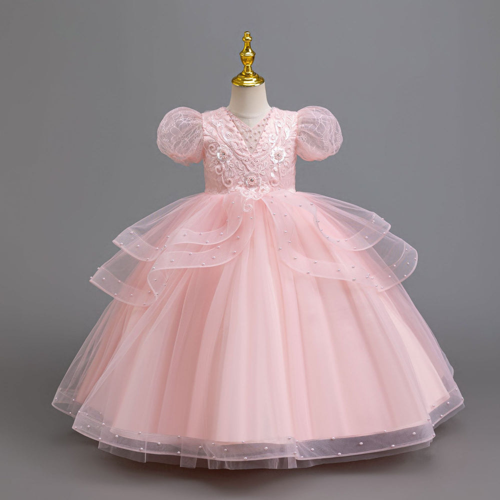 New arrival: export-quality children's formal dress - beaded wedding gown, princess dress for little girls, perfect for piano recitals and performances. kids dress