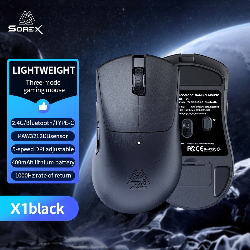 X1 wireless mouse - bluetooth tri-mode, lightweight, esports gaming, wired, right-handed, large hand, ergonomic design
