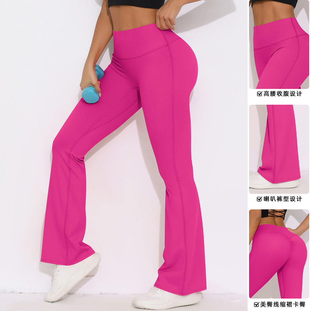 New arrival cross-border breathable brushed high waist elastic butt lift casual wide leg nine-point pants running fitness yoga bottom pants