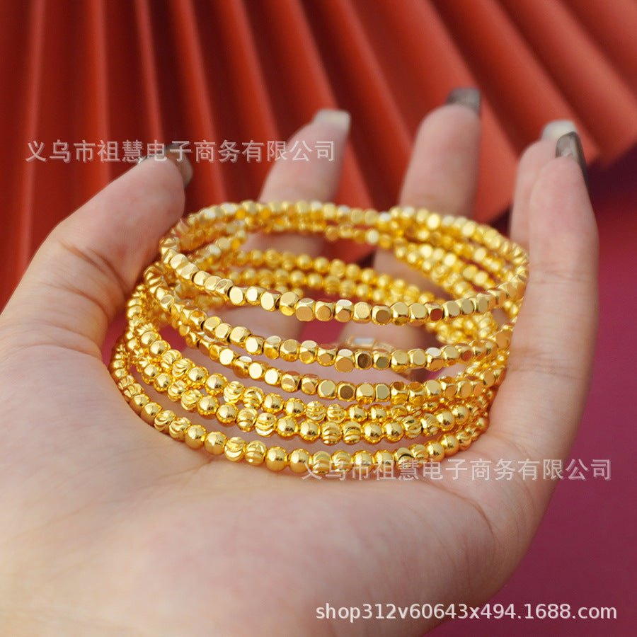 Back-to-school gift three-ring fashion square bead design women's bracelet, suitable for daily wear as a party gift