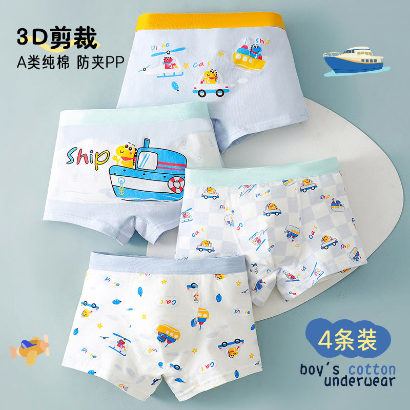 Children's underwear Class A cotton boys' underwear cartoon boxers medium and large children's baby student boxers children's underwear