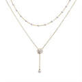 Korean ins style pearl zircon titanium steel necklace for women easiest for matchniche styleclassy sense clavicle chain fairy jewelry wholesale