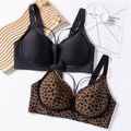 foreign trade large size jelly glue wire-free intimates leopard print soft support push-up large size seamless bra