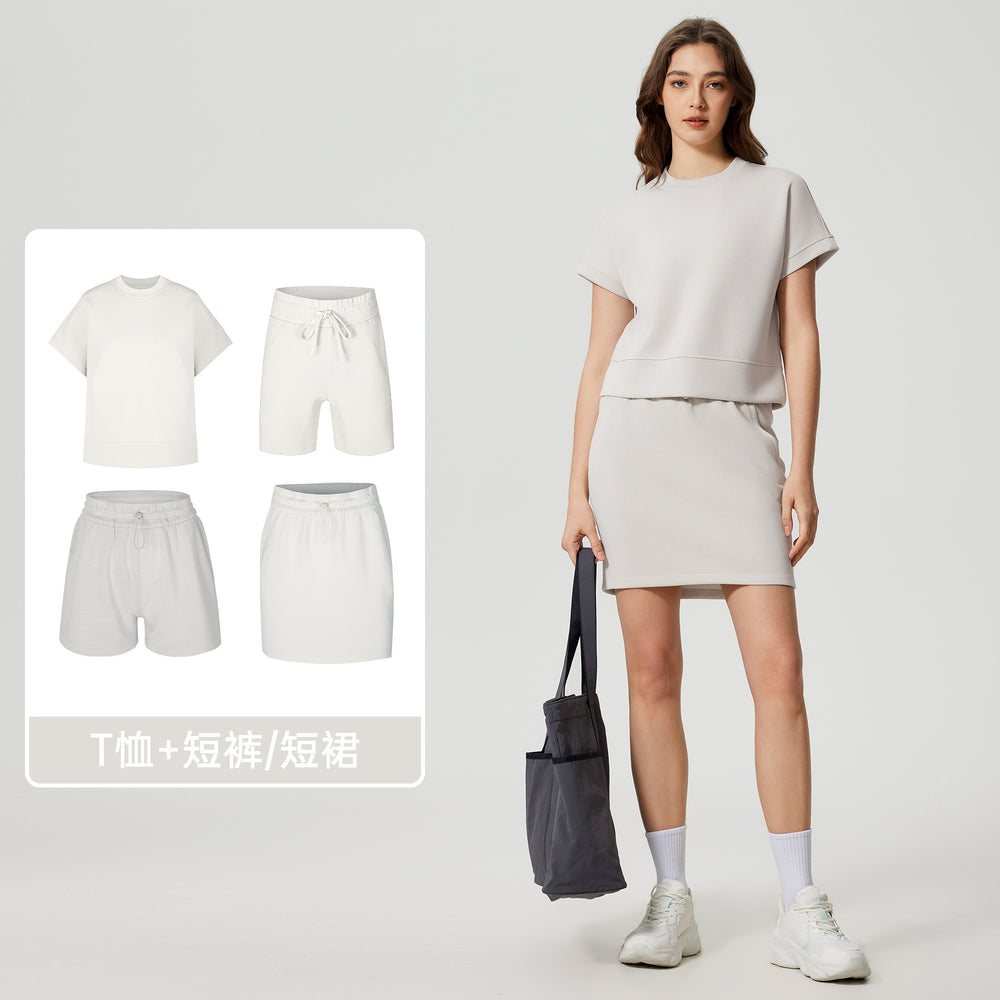 Women's casual activewear set: loose-fit breathable short-sleeve t-shirt & air layer shorts - perfect for yoga & workout