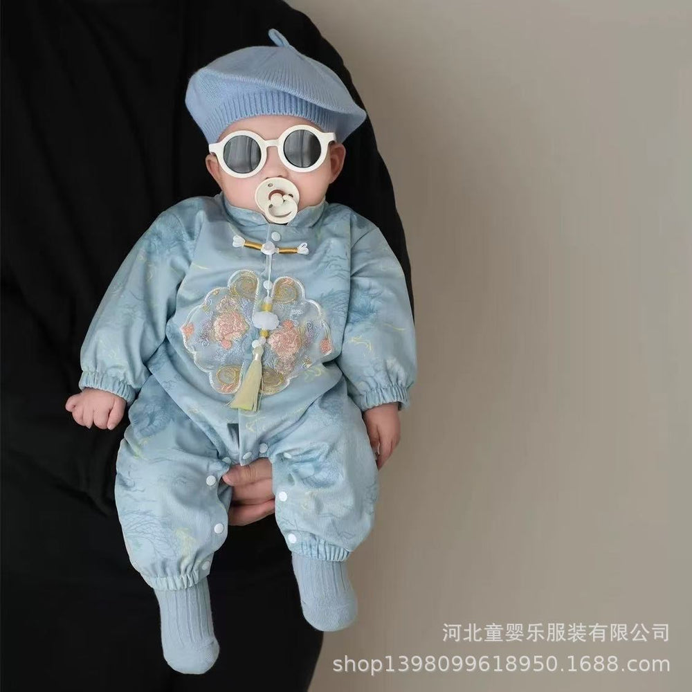 Autumn baby new chinoiserie one-piece newborn baby clothes spring autum outing full moon 100 days one year old haya trendy